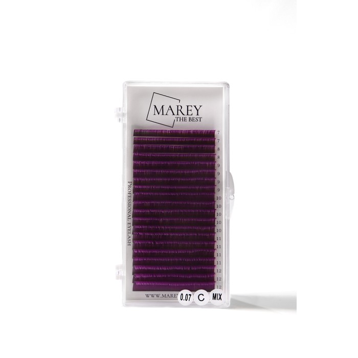 Wimpernextensions - 1 Bunte Wimpern Lila MIX 7-12 (Locken: B; C; CC)
