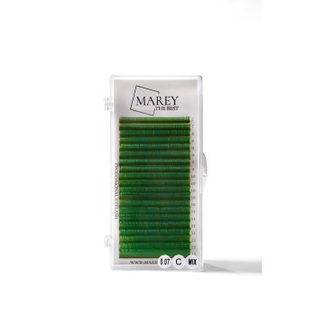 Colored lashes Green mix 7-12 (Curl: B; C; CC)