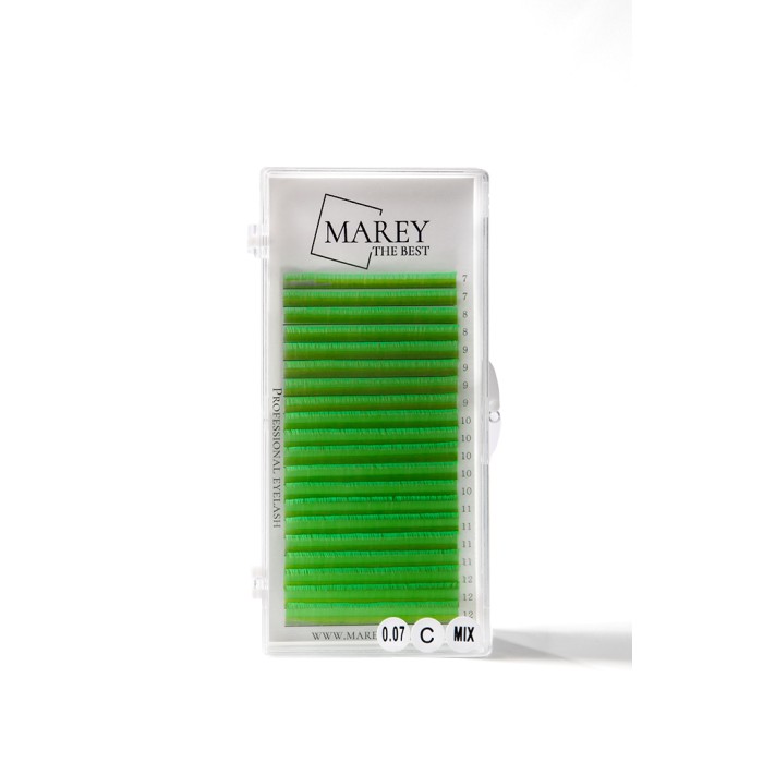 Wimpernextensions - 1 Bunte Wimpern Neon-grüne MIX 7-12 (Locken: B; C; CC) 