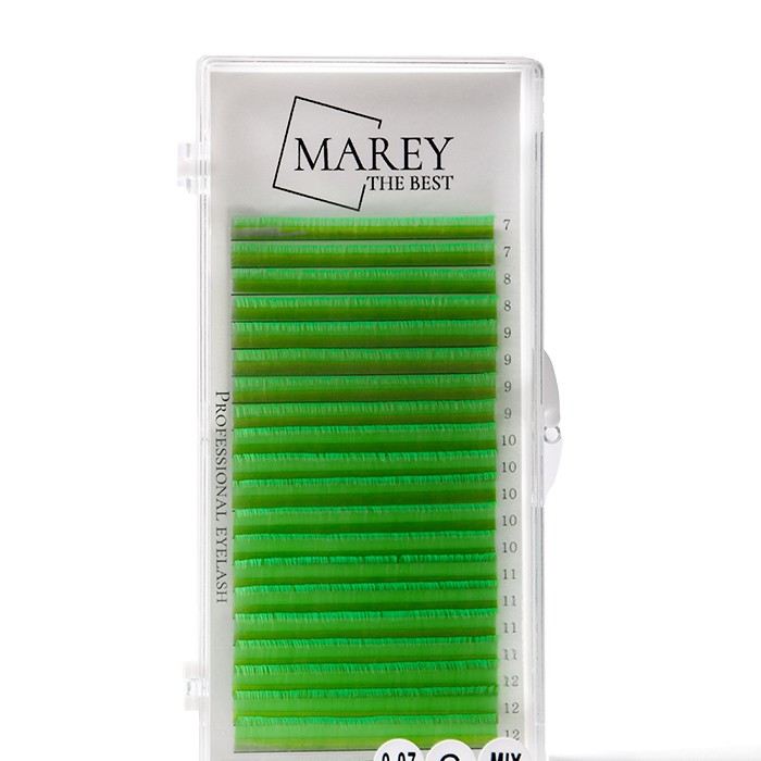 Bunte Wimpern Neon-grüne MIX 7-12 (Locken: B; C; CC) 