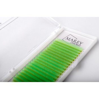 Colored lashes neon-green mix 7-12 (Curl: B; C; CC) 