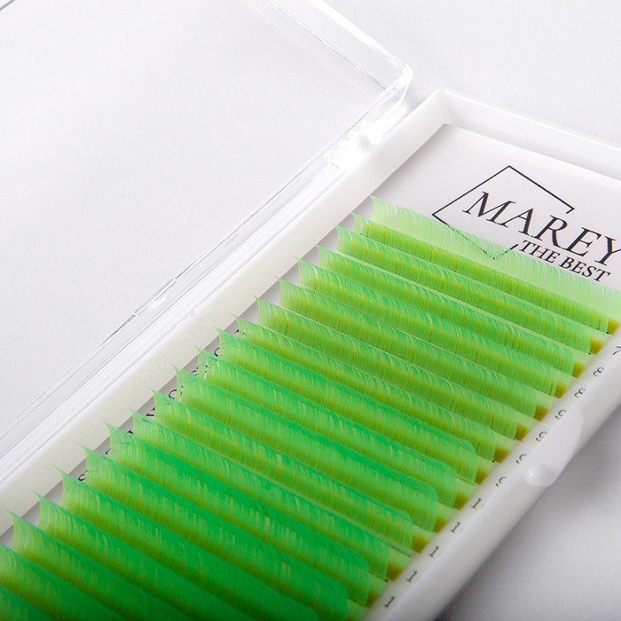 Bunte Wimpern Neon-grüne MIX 7-12 (Locken: B; C; CC) 