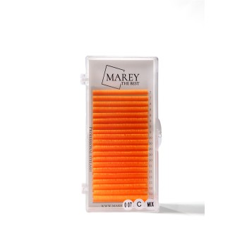 Colored lashes neon-orange mix 7-12 (Curl: B; C; CC) 