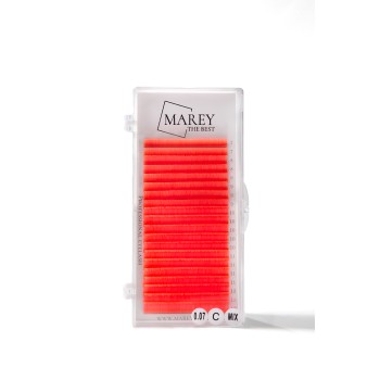Colored lashes Neon red mix 7-12 (Curl: B; C; CC)