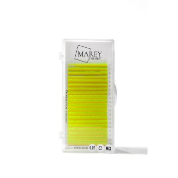 Colored lashes Neon yellow mix 7-12 (Curl: B; C; CC) 