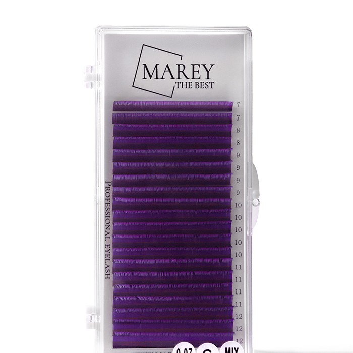 Bunte Wimpern Violett MIX 7-12 (Locken: B; C; CC)